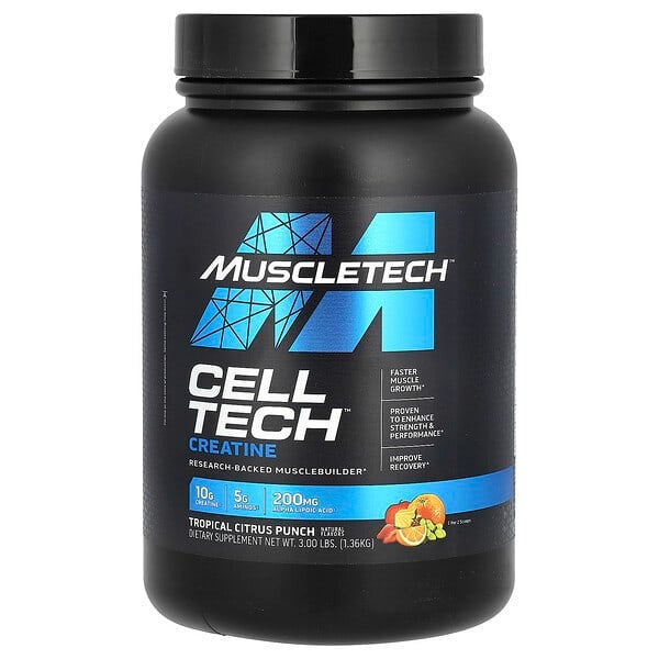 MuscleTech Cell Tech Creatine, Tropical Citrus Punch, 3 lbs (1.36 kg)