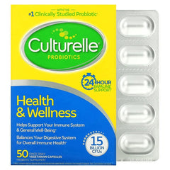 Culturelle, Probiotics, Health & Wellness, 15 Billion CFUs, 50 Once Daily Vegetarian Capsules