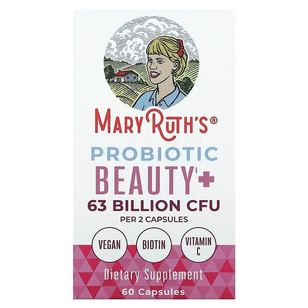 MaryRuth's, Probiotic Beauty+, 63 Billion CFU, 60 Capsules (31.5 Billion CFU per Capsule)