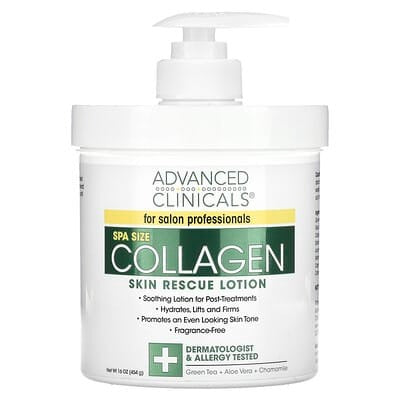 Advanced Clinicals, Collagen, Skin Rescue Lotion, Fragrance Free, 16 oz (454 g)