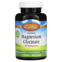 Chelated Magnesium Glycinate, 200 mg, 90 Tablets, Carlson