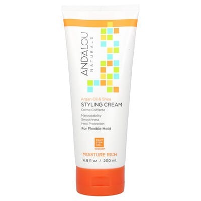 Andalou Naturals, Styling Cream, Argan Oil and Shea, Moisture Rich, 6.8 fl oz (200 ml)