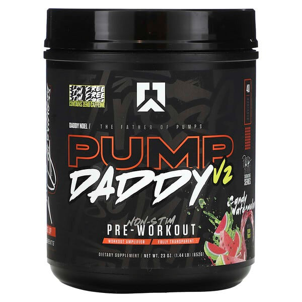 Ryse Pre Workout, Non Stim. Candy Watermelon, Pump Daddy V2, 1.44 lb