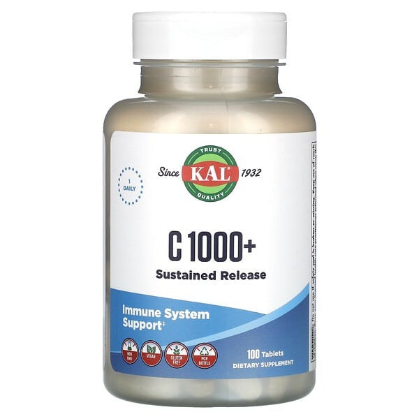 1000 mg vitamin c kal 1932, KAL, C 1000+ Sustainable Release, 100 Tablets