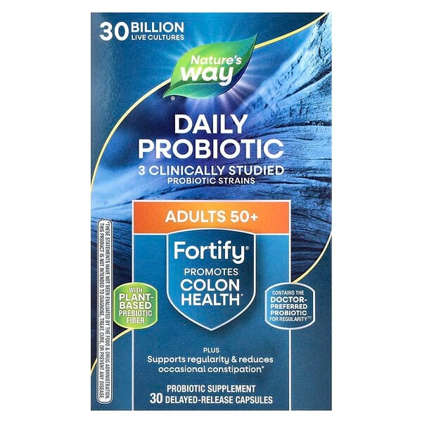 Nature's Way Fortify, Daily Probiotic, Adults 50+, 30 Billion CFU, 30 Delayed-Release Capsules