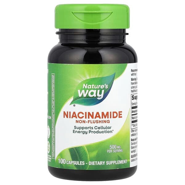 Nature's Way Niacinamide, Non-Flushing, 500 mg, 100 Capsules