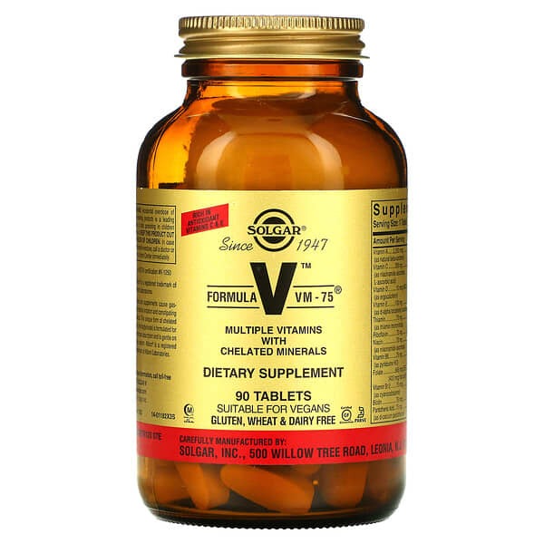 Solgar Formula V VM-75, Multiple Vitamins, with Chelated Minerals, 90 Tablets