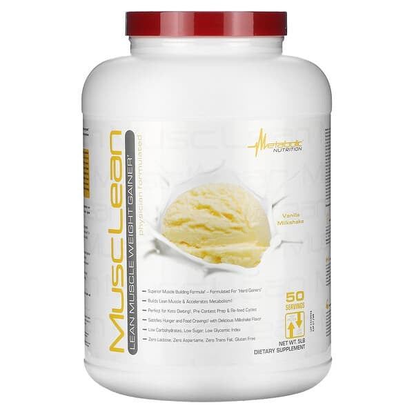 Metabolic Nutrition, MuscLean, Lean Muscle Weight Gainer, Vanilla Milkshake, 5 lb