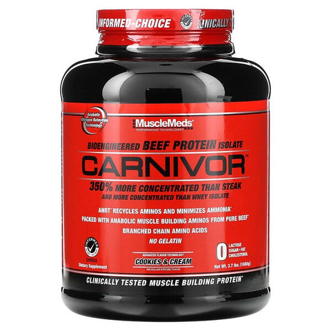 MuscleMeds, Carnivor, Bioengineered Beef Protein Isolate, Cookies & Cream, 3.7 lbs (1680 g)