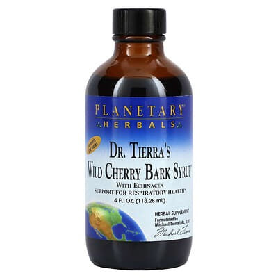 Planetary Herbals, Dr. Tierra's Wild Cherry Bark Syrup, 4 fl oz (118.28 ml)