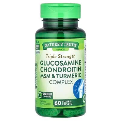 Nature's Truth Triple Strength Glucosamine Chondroitin MSM & Turmeric Complex, 60 Coated Caplets