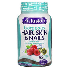 VitaFusion, Gorgeous Hair, Skin & Nails Multivitamin, Natural Raspberry, 100 Gummies