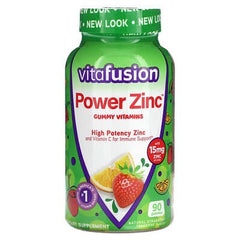 VitaFusion, Power Zinc Gummy Vitamins, Natural Strawberry Tangerine, 15 mg, 90 Gummies (5 mg per Gummy)