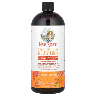MaryRuth's, Liquid Morning Multivitamin + Hair Growth , Peach Mango, 30 fl oz (887 ml)