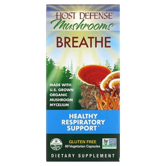 Host Defense Mushrooms, - Breathe, Healthy Respiratory Support, 60 Vegetarian Capsules
