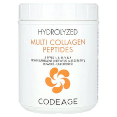 Codeage, Hydrolyzed, Multi Collagen Peptides, 5 Types I, II, III, V, X, Powder, Unflavored, 1.25 lb (567 g)