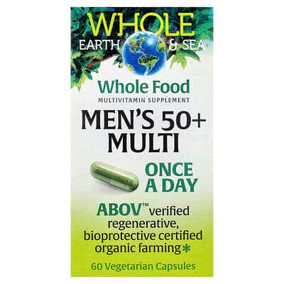 Natural Factors, Whole Earth & Sea®, Men's 50+ Multi, 60 Vegetarian Capsules