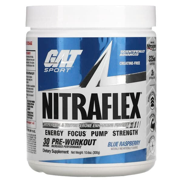 GAT Sport NITRAFLEX, Blue Raspberry, 10.6 oz (300 g)