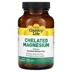 Country Life Chelated Magnesium, 250 mg , 90 Tablets