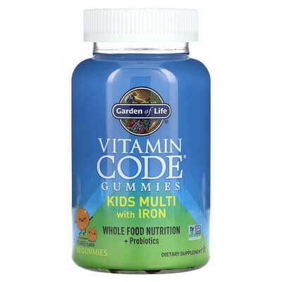 Garden of Life, Vitamin Code Gummies, Kids Multi with Iron, Orange, 90 Gummies