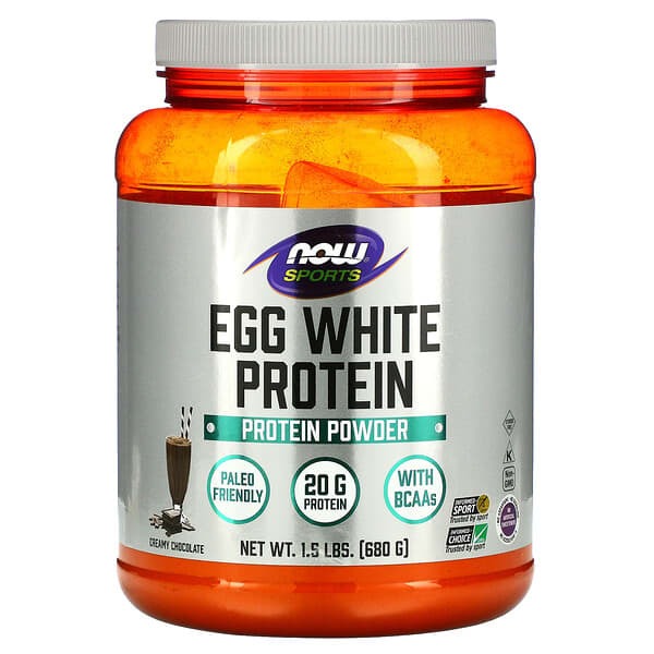 egg white protein powder, Sports, Creamy Chocolate, 1.5 lbs, NOW Foods, Sports