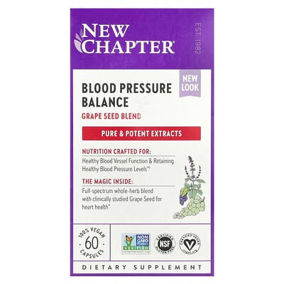 New Chapter, Blood Pressure Balance, Grape Seed Blend, 60 Vegan Capsules