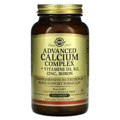 Solgar, Advanced Calcium Complex + Vitamins D3, K2, Zinc, Boron, 120 Tablets