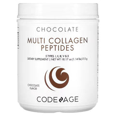 Multi Collagen Peptides, 5 Types Collagen I, II, III, V & X, Chocolate, 18.17 oz, Codeage,