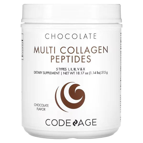 Multi Collagen Peptides, 5 Types Collagen I, II, III, V & X, Chocolate, 18.17 oz, Codeage,