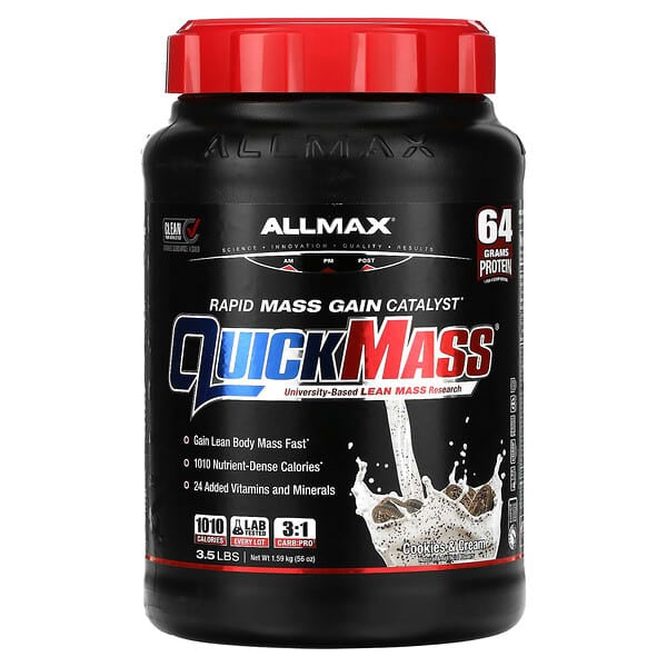ALLMAX, QuickMass, Rapid Mass Gain Catalyst, Cookies & Cream, 3.5 lbs (1.59 kg)