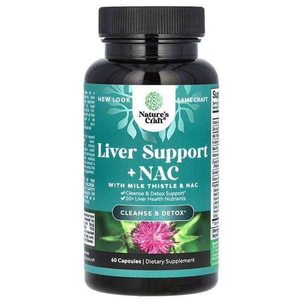 Nature's Craft Liver Support, + NAC with Milk Thistle, 60 Capsules, natures craft liver support