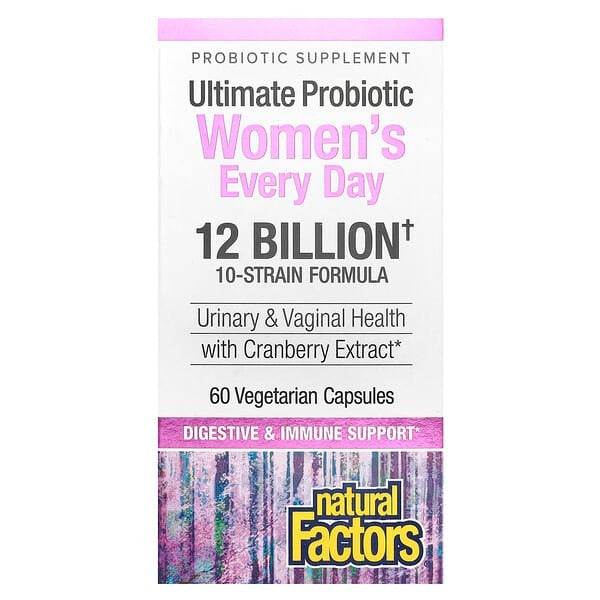 Natural Factors, Ultimate Probiotic Women's Every Day, 12 Billion, 60 Vegetarian Capsules