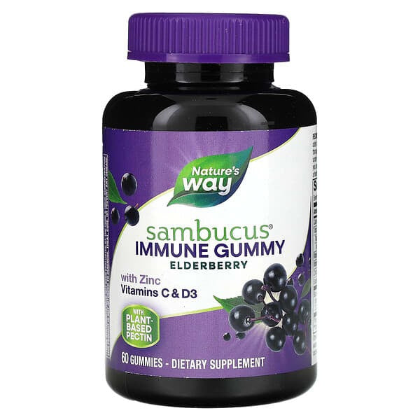 nature's way elderberry gummies, Sambucus, Immune Gummy, Elderberry, 60 Gummies
