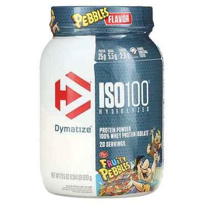 dymatize fruity pebbles protein powder, ISO 100 Hydrolyzed, 100% Whey Protein Isolate, 1.34 lbs (610 g)