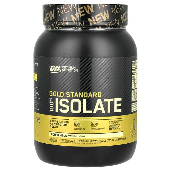 Optimum Nutrition, Gold Standard 100% Isolate, Rich Vanilla, 1.58 lb (720 g)