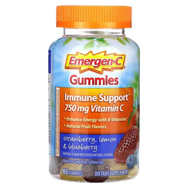 Emergen-C, Immune Support Gummies, Strawberry, Lemon & Blueberry, 45 Gummies