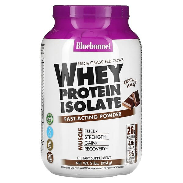 bluebonnet whey protein, Bluebonnet Nutrition, Whey Protein Isolate, Chocolate, 2 lbs (924 g)