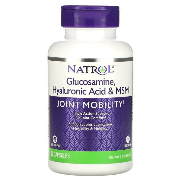 Natrol Glucosamine, Hyaluronic Acid & MSM, 90 Capsules