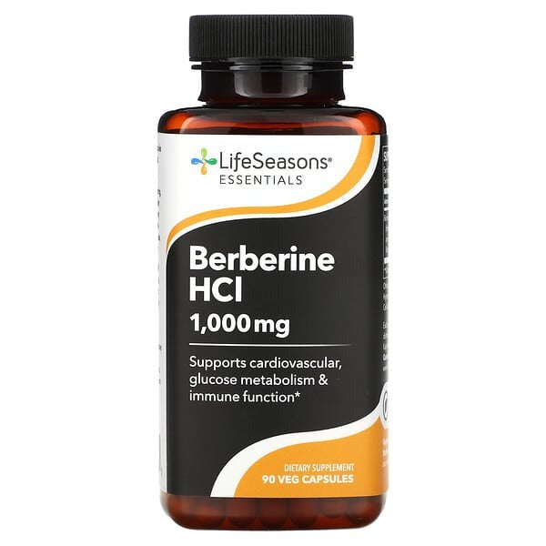 LifeSeasons Berberine HCl, 1,000 mg, 90 Veg Capsules (333 mg per Capsule)