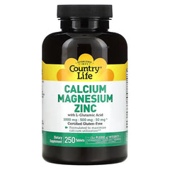 Country Life Calcium Magnesium Zinc, 250 Tablets