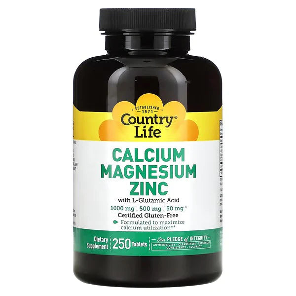 Country Life Calcium Magnesium Zinc, 250 Tablets