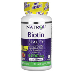 Natrol Biotin - Fast Dissolve - Strawberry - 5000 Mcg - 90 Tablets