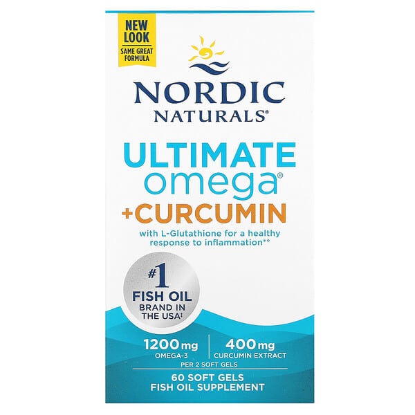 Nordic Naturals Ultimate Omega, + Curcumin, 60 Soft Gels