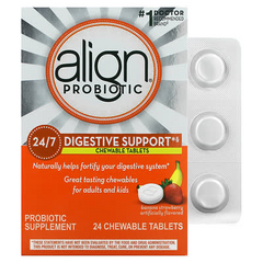 Align Probiotics Digestive Support, Banana Strawberry, 24 Chewable Tablets