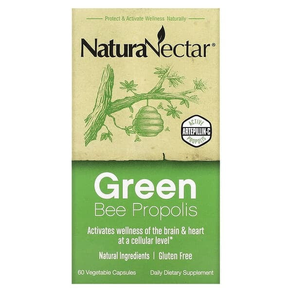 NaturaNectar, Green Bee Propolis, 60 Vegetable Capsules