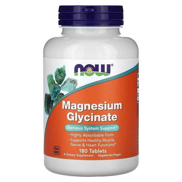 NOW Foods Magnesium Glycinate, 180 Tablets, now vitamins magnesium glycinate
