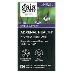Gaia Herbs, Adrenal Health, Nightly Restore, 60 Vegan Liquid Phyto-Caps