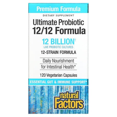 Natural Factors, Ultimate Probiotic, 12/12 Formula, 12 Billion CFU, 120 Vegetarian Capsules
