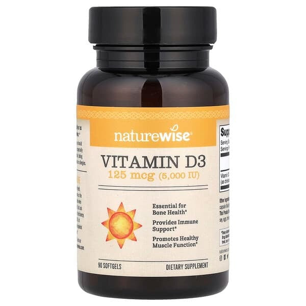 NatureWise, Vitamin D3, 125 mcg (5,000 IU), 90 Softgels