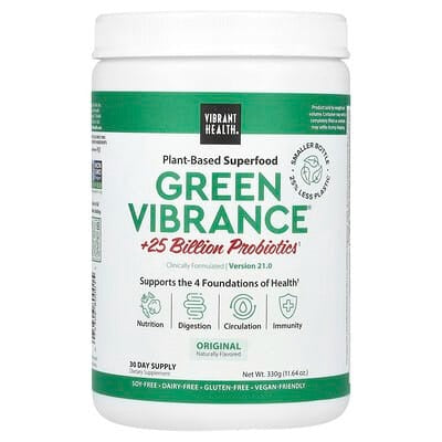 Vibrant Health, Green Vibrance® +25 Billion Probiotics, Version 21.0, Original, 11.64 oz (330 g)